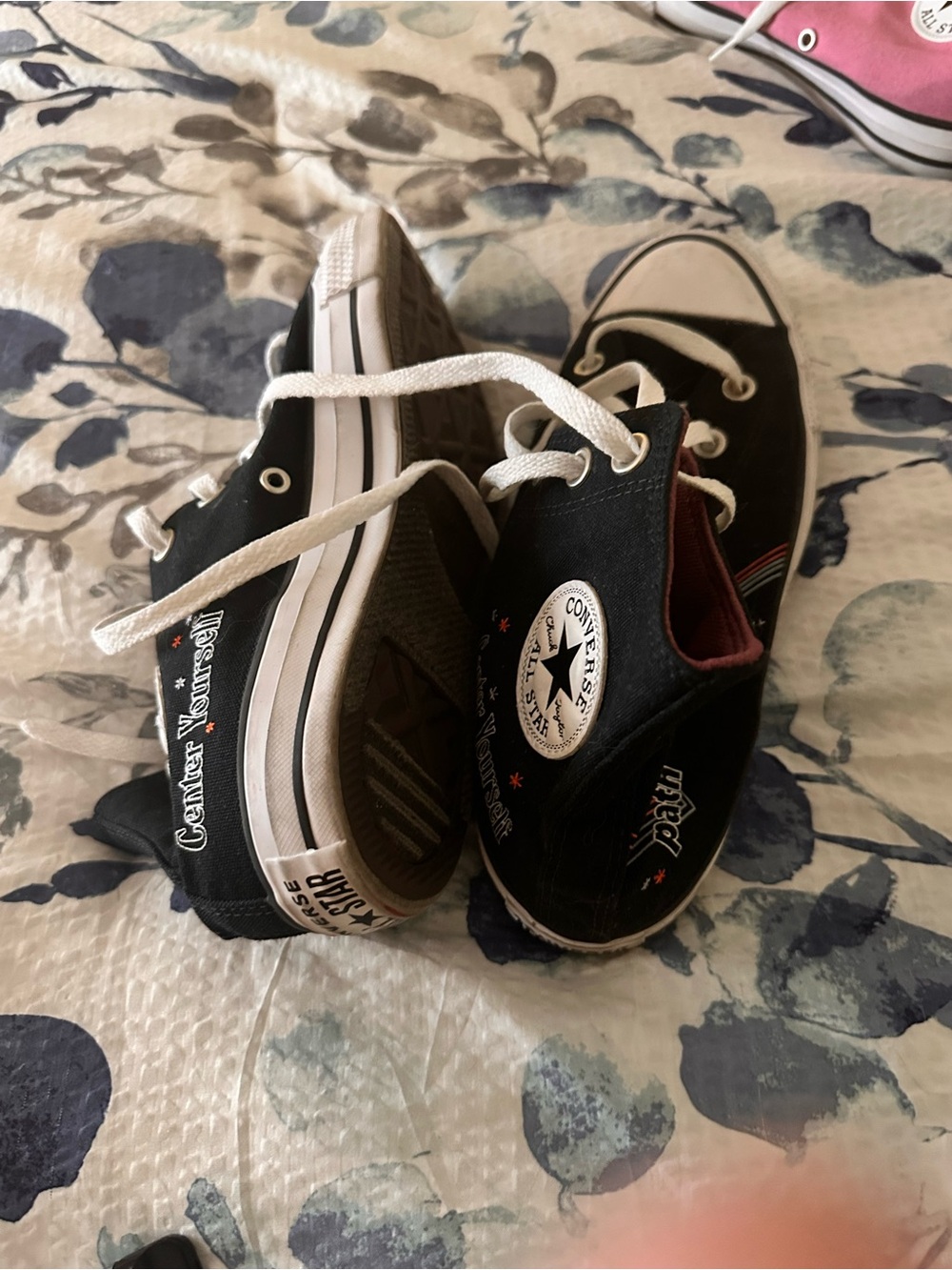 Converse women’s Black Canvas high Top Sneakers with White Accents